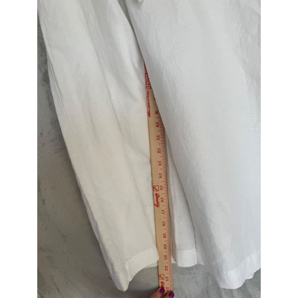 NWT LOFT White Linen Blend Wide Leg Cropped Pants Petite Large LP 32825497 - Picture 5 of 10